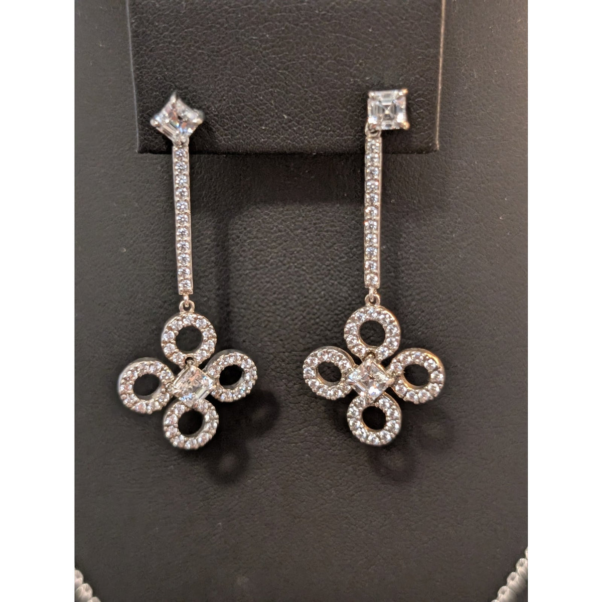 Signed Daniel K DANI 'Clover' Drop Sterling Silver Earrings & Necklace Set