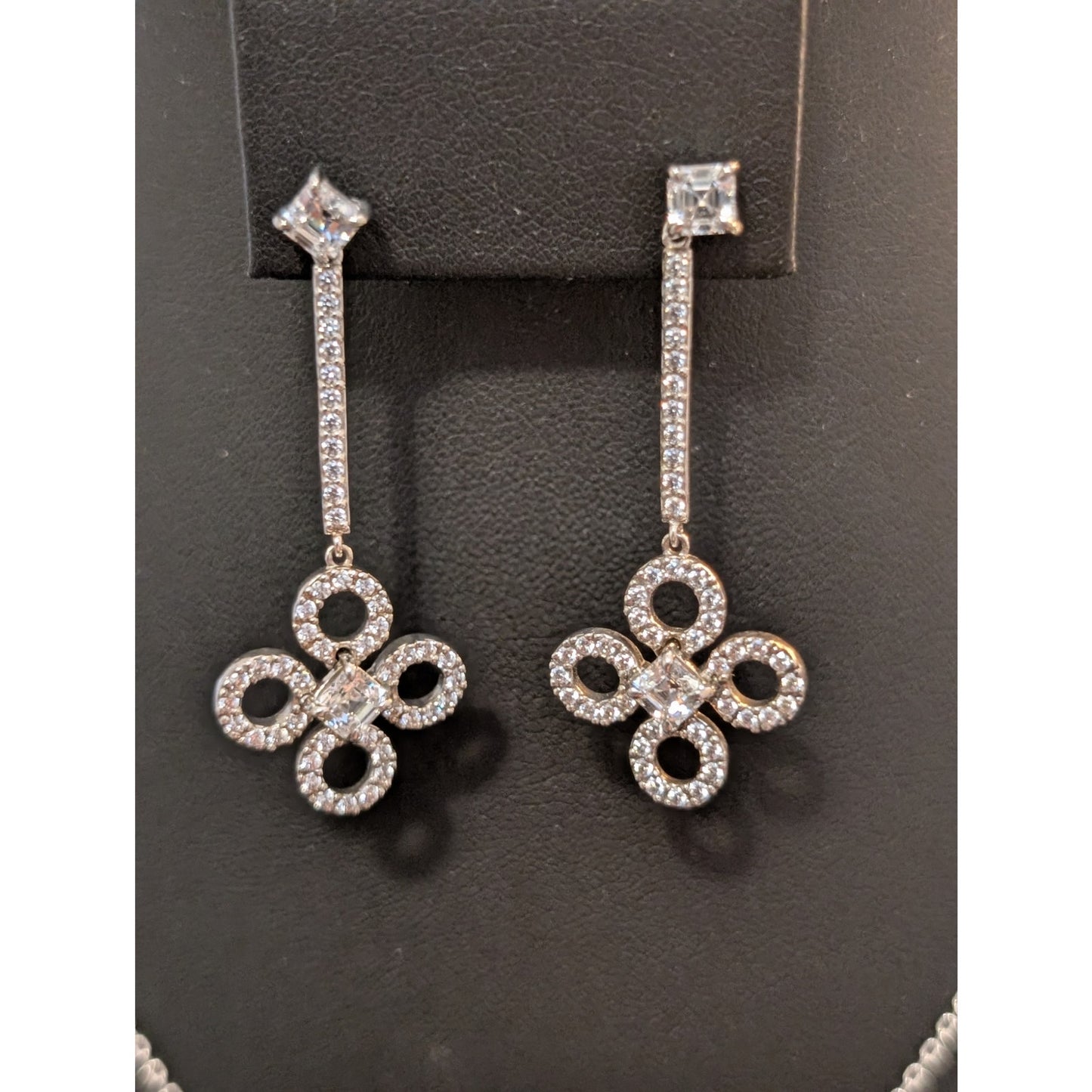 Signed Daniel K DANI 'Clover' Drop Sterling Silver Earrings & Necklace Set