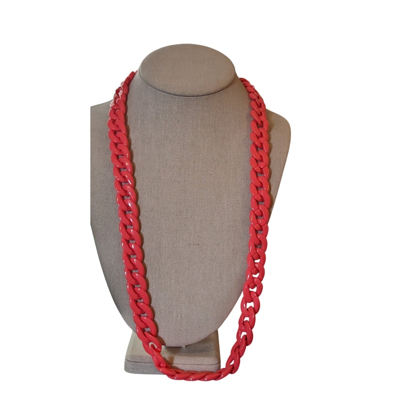 Hot Pink Acrylic 3/4" Cable Link 28" Necklace