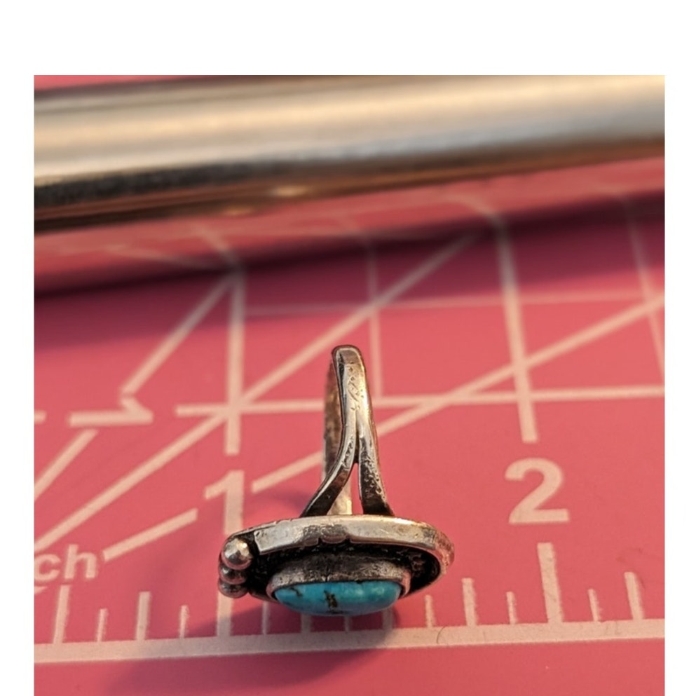 Vintage Turquoise Ring Navajo Sterling Silver Southwestern Ring Size 4