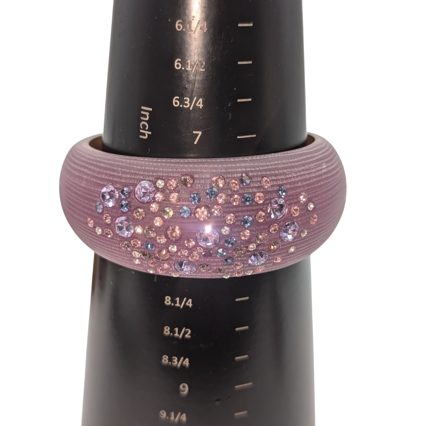 VTG  Alexis Bittar Mauve Wide Lucite Star Dust Crystals Textured Bangle Bracelet