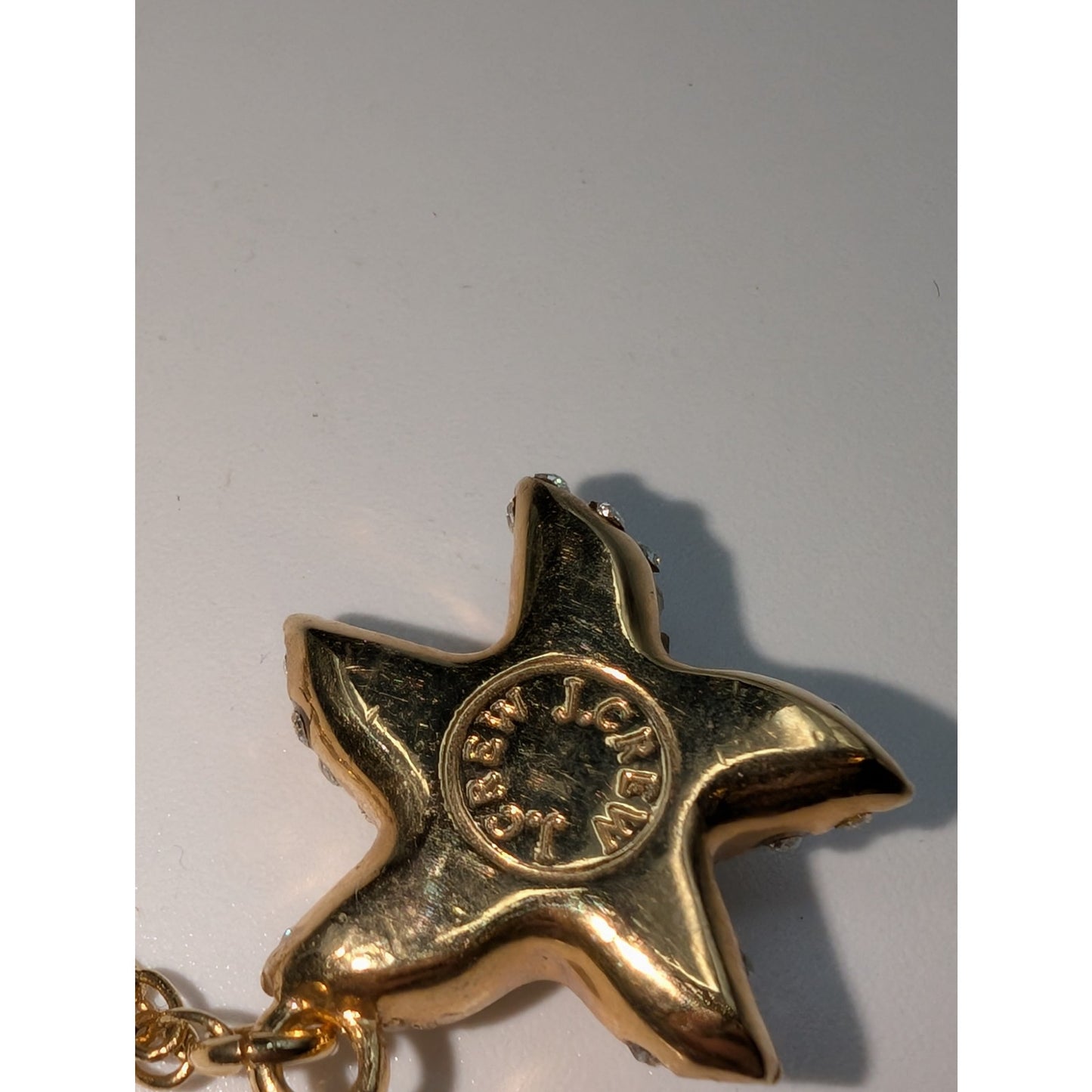 J. Crew Gold Tone CZ Starfish Pendant 24" Necklace