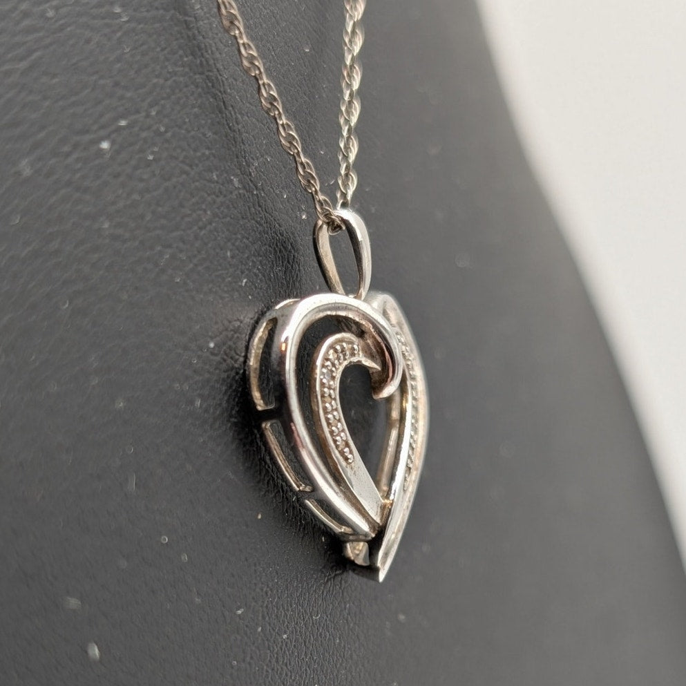 Allure Gems LLC 925 Sterling Diamond Accent Two Hearts Forever Pendant Necklace