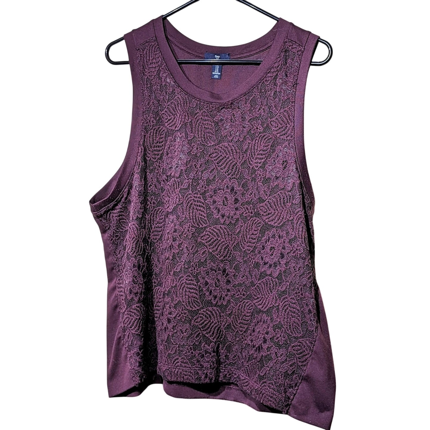 Gap Maroon Front Lace Sleeveless Tank/Shell Womens Sz XL