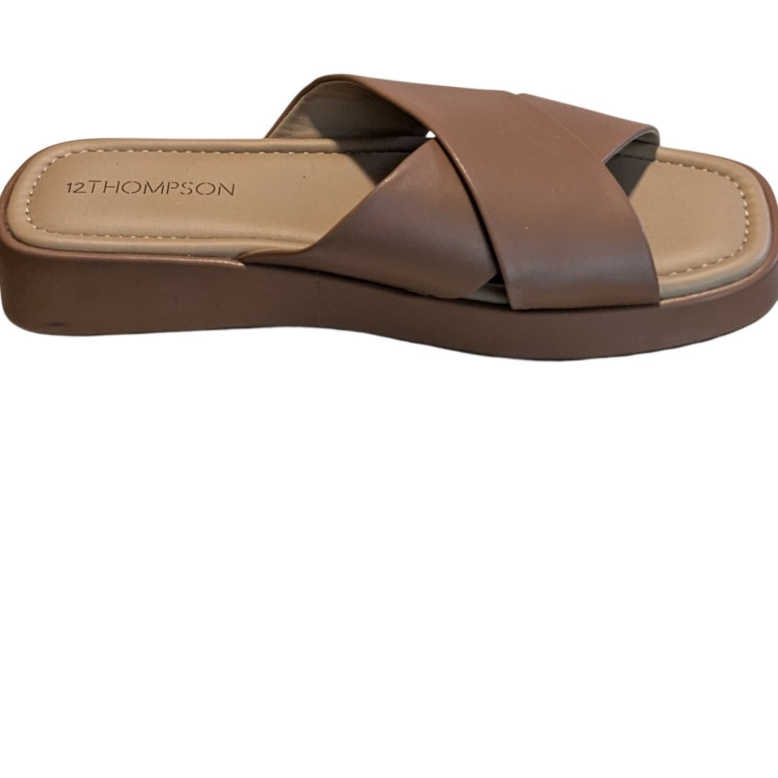12 Thompson NWOT Tan Luna Man Made Upper Criss Cross Sandal Womens Sz 7.5