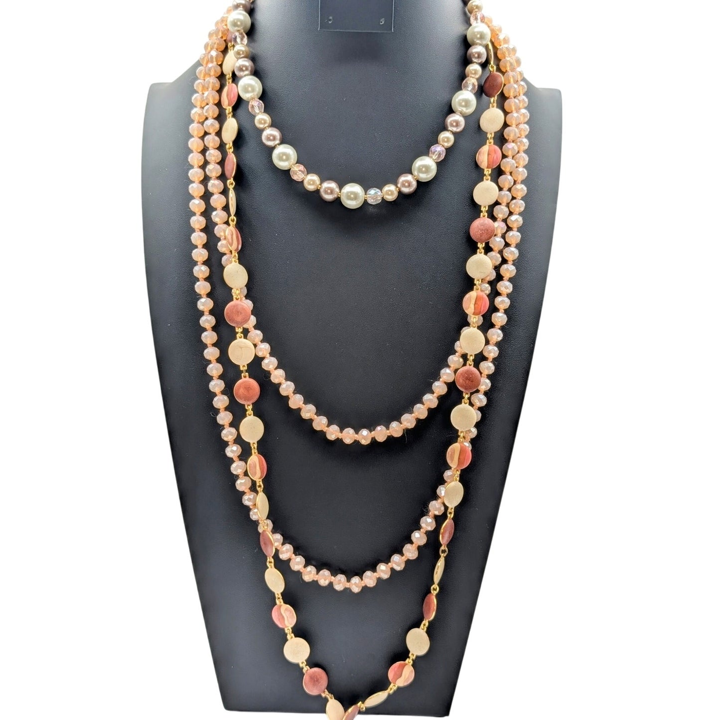 Peachy Pink Lot of VTG to Modern Mixed Jewelry Lot of 3 Necklaces & 2 Bracelets