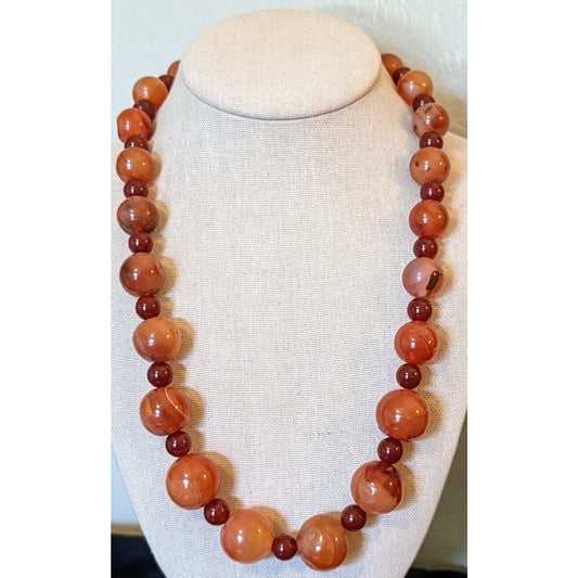 Vintage Natural Earth Mined, Carnelian Statement Necklace W/ 14k GF Clasp