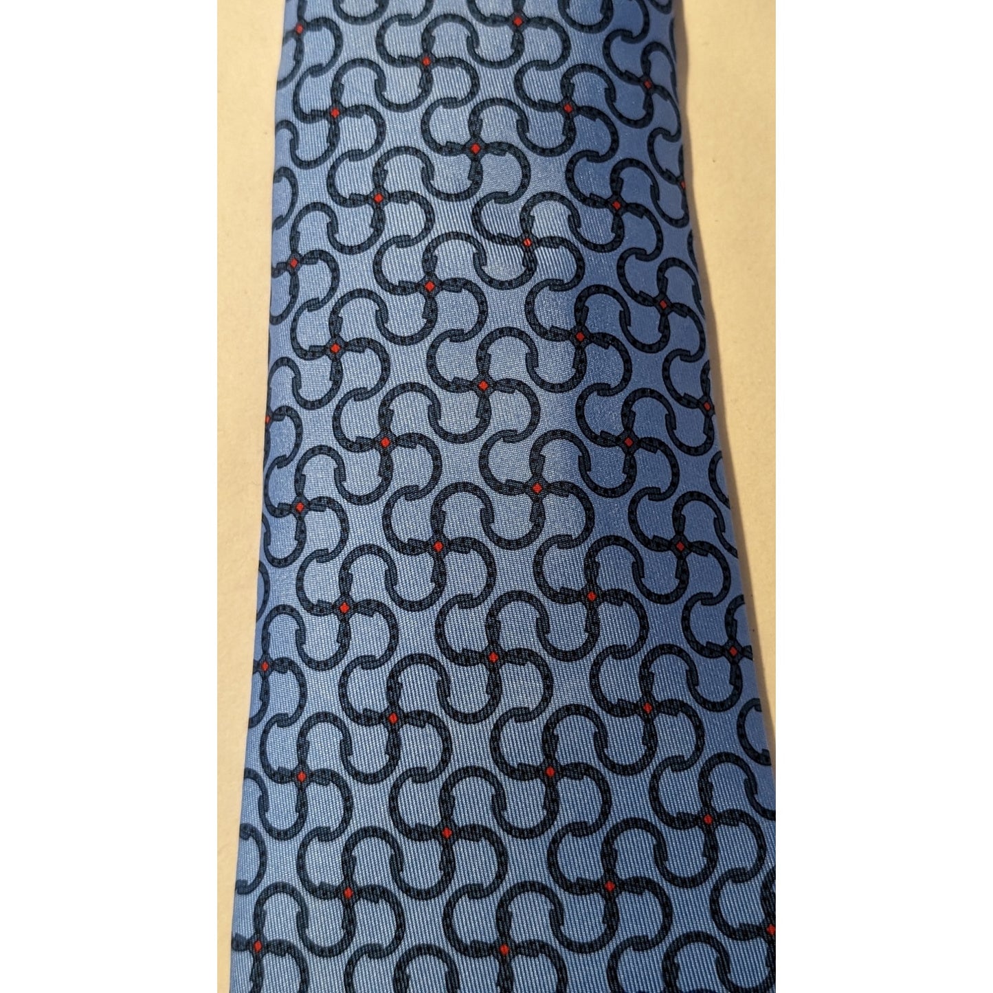 Hermes Paris Vintage 100% Silk Blue Print Neck Tie