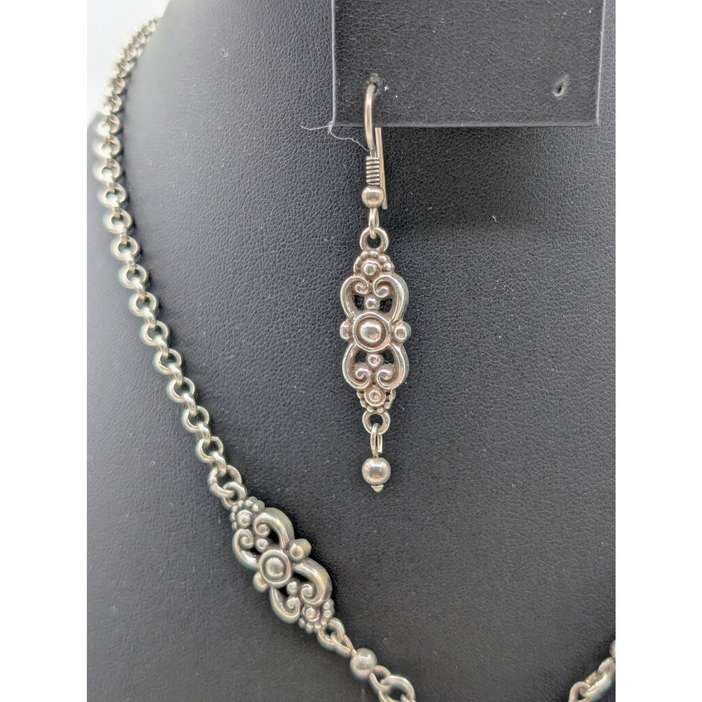 Brighton Scroll Y-Drop Pendant Station Necklace Lavaliere Style & One Earring
