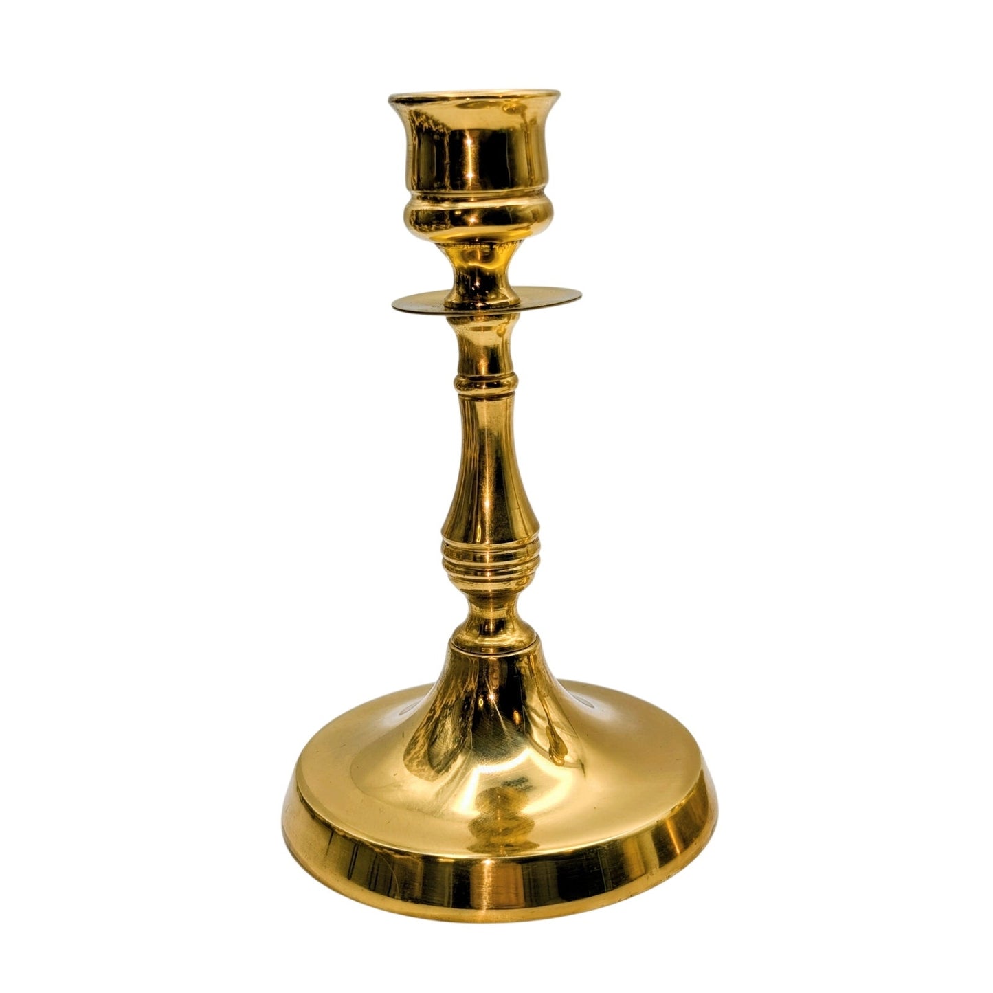 Vintage Made in England Set of Two Solid Brass Candle Holders