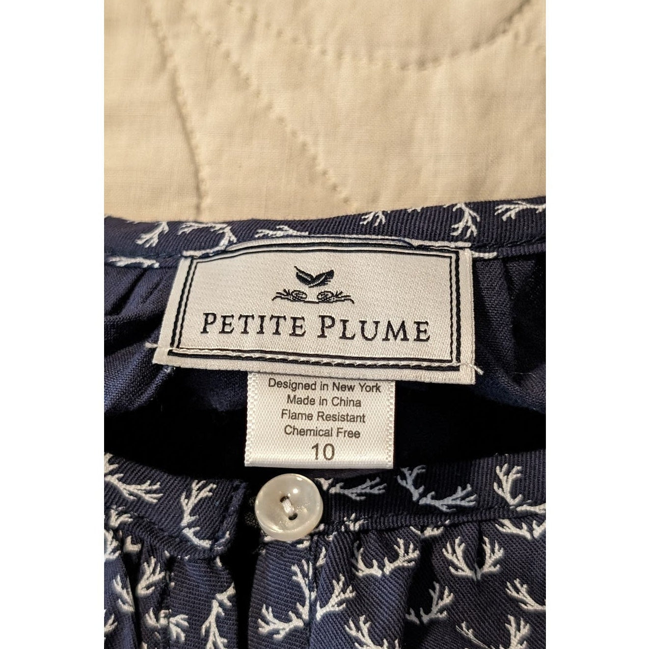Petite Plume Navy Nordic Antlers Delphine Nightgown Girls' Sz 10