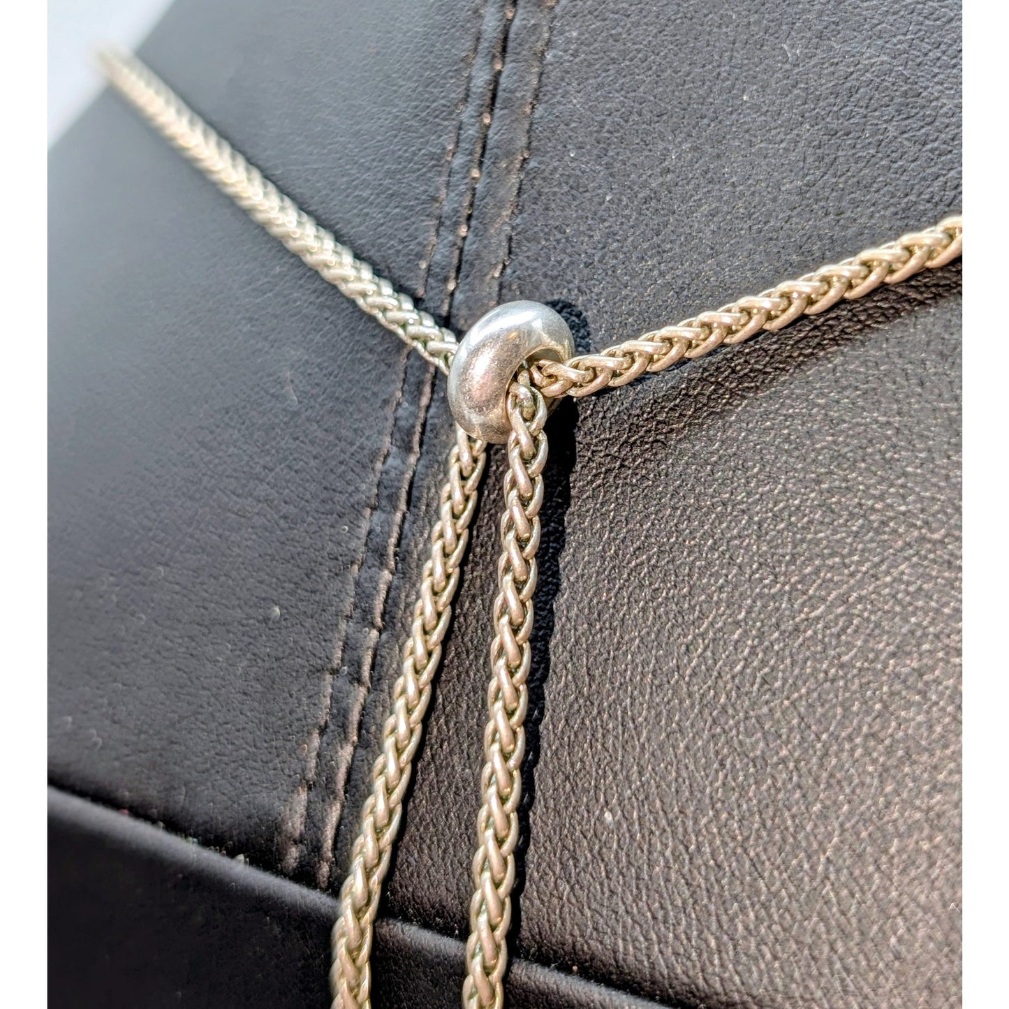 Lucky Brand Two Tone Double Bar Drop Pendant Adjustable Chain Necklace