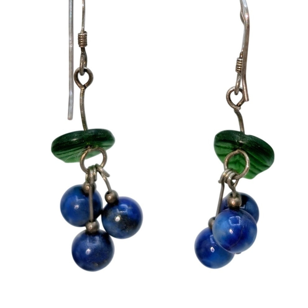 Vintage Gemstone Blueberry Dangle Earrings