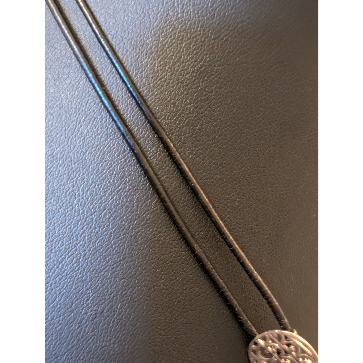 Silpada Retired Sterling Filigree Artful Design Black Leather Cord Necklace