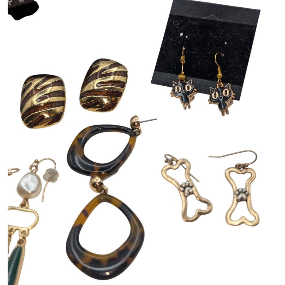 Lot of Twelve Pair Gold Tone Earrings Some NWT