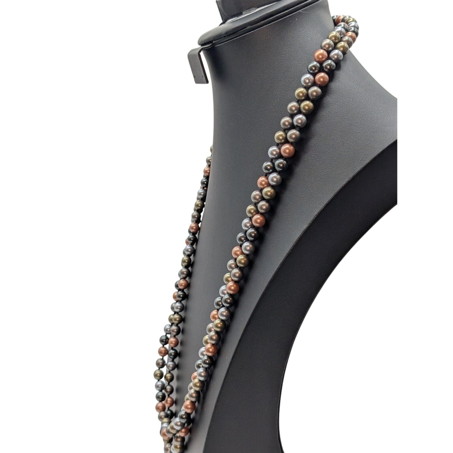 Long Strand Multi-Color Hand Knotted Glass Pearl Approximately 60" Necklace