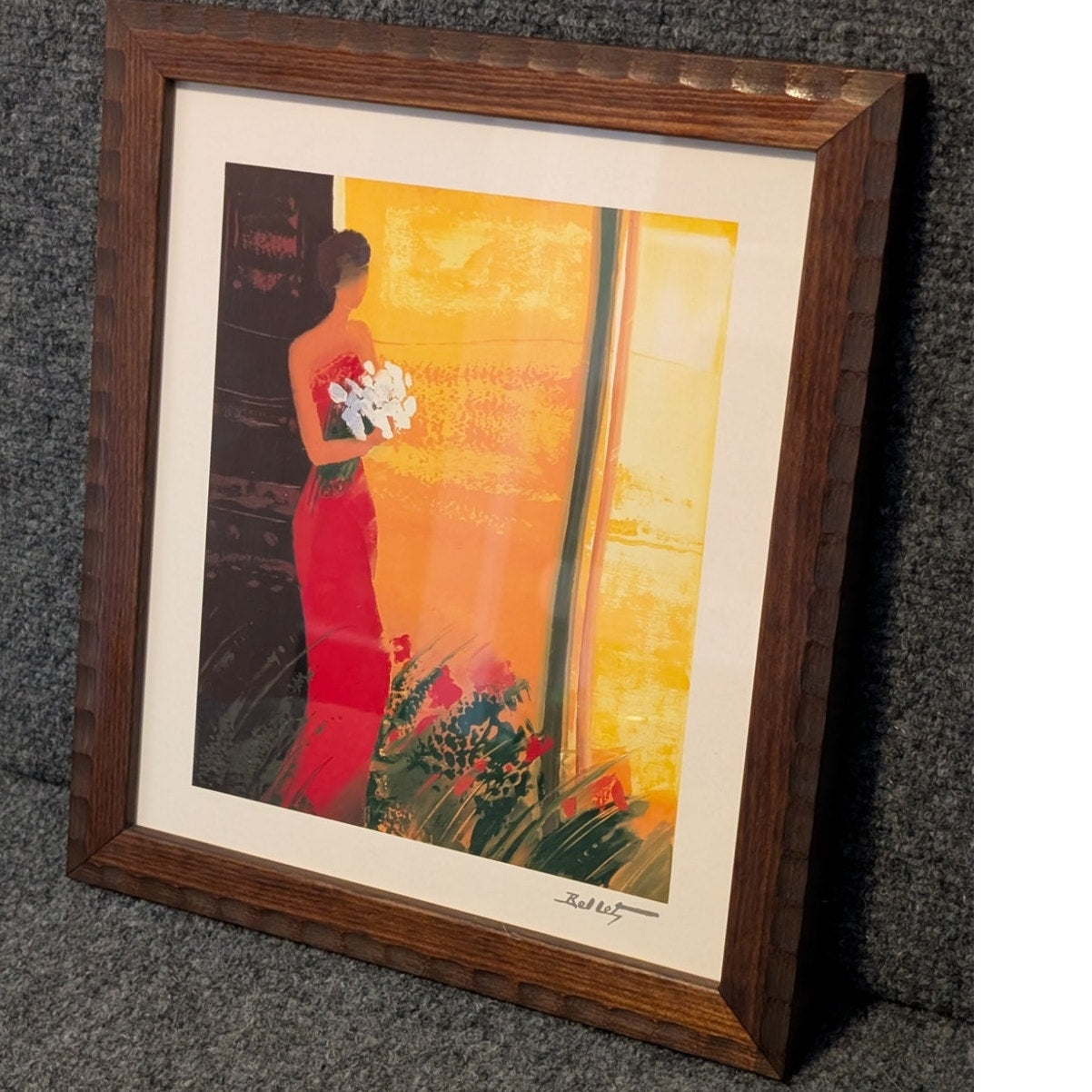 "Pleine Floraison" Emile Bellet 2002 Seriolithograph Wood Framed Under Glass