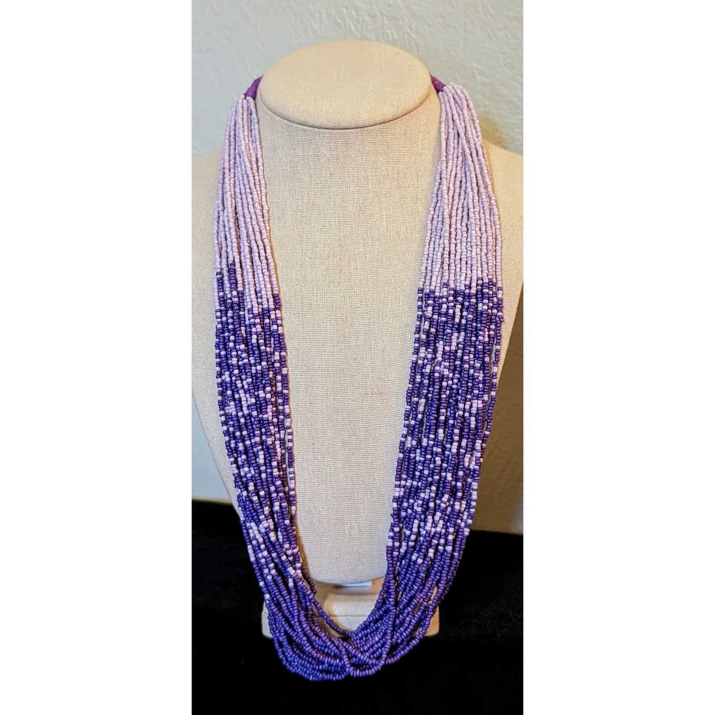 Purple Lavender Seed Bead Multi-Strand Tribal Vibe Wrapped Loop & Ball Clasp