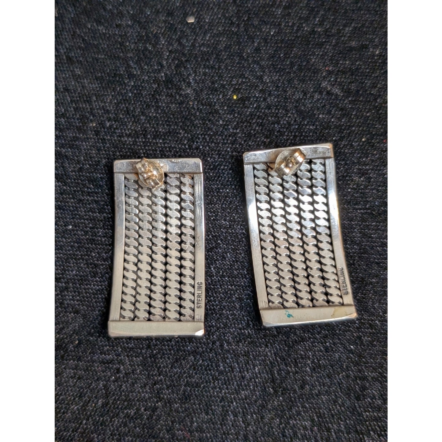 Vintage Sterling Silver Woven Curved 1.3" Pierced Post Earrings 9.12g