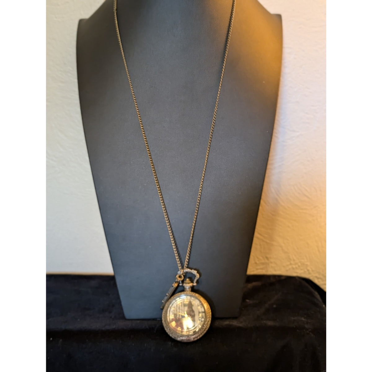 Paris Antiqued Bronze Retro VTG Style Steampunk Quartz Open Face Charm Necklace