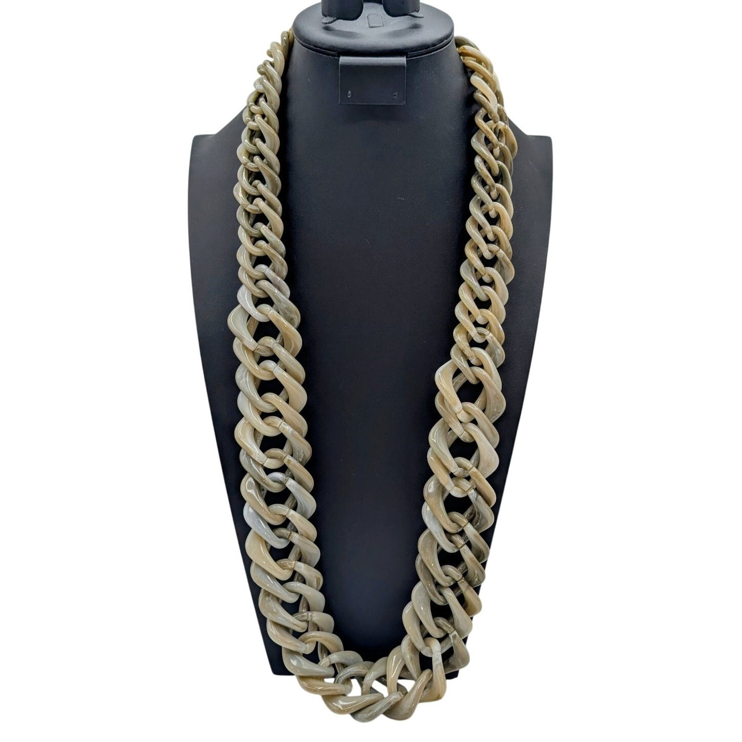 Alisha. d Italian Chunky Gray Taupe Acrylic Chain Statement Necklace 36" Long