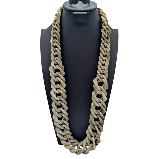 Alisha. d Italian Chunky Gray Taupe Acrylic Chain Statement Necklace 36" Long