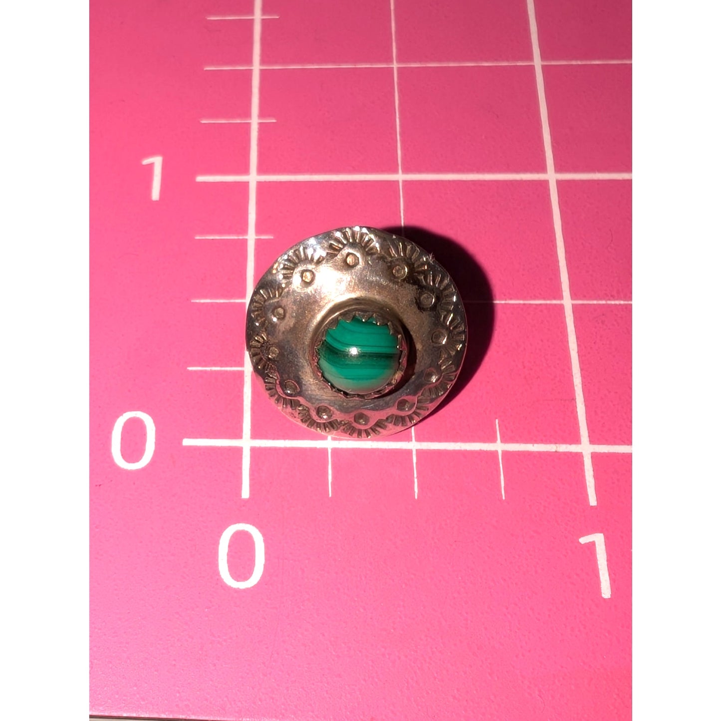 Vintage Sterling Malachite Cabochon Southwest Post Earrings