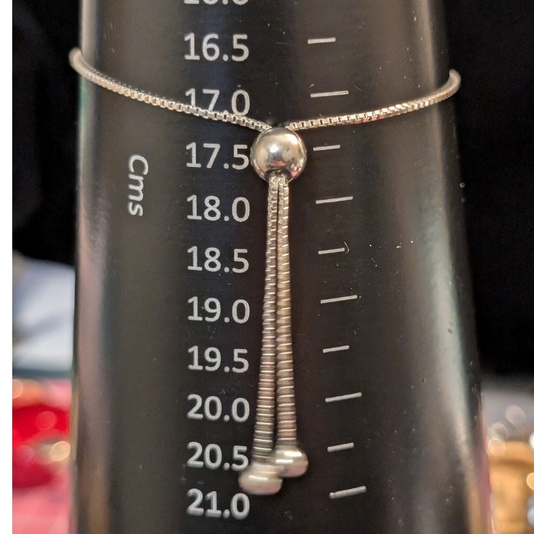 925 Sterling Silver I Love You To The Moon And Back Bar Adjustable Pull Bracelet