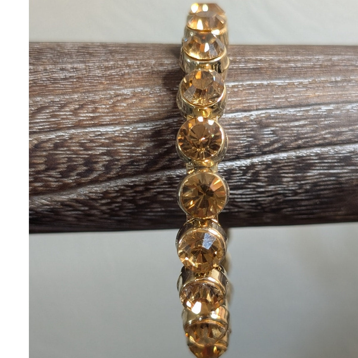 Topaz Crystal Gold Tone Magnetic Close Bangle Bracelet