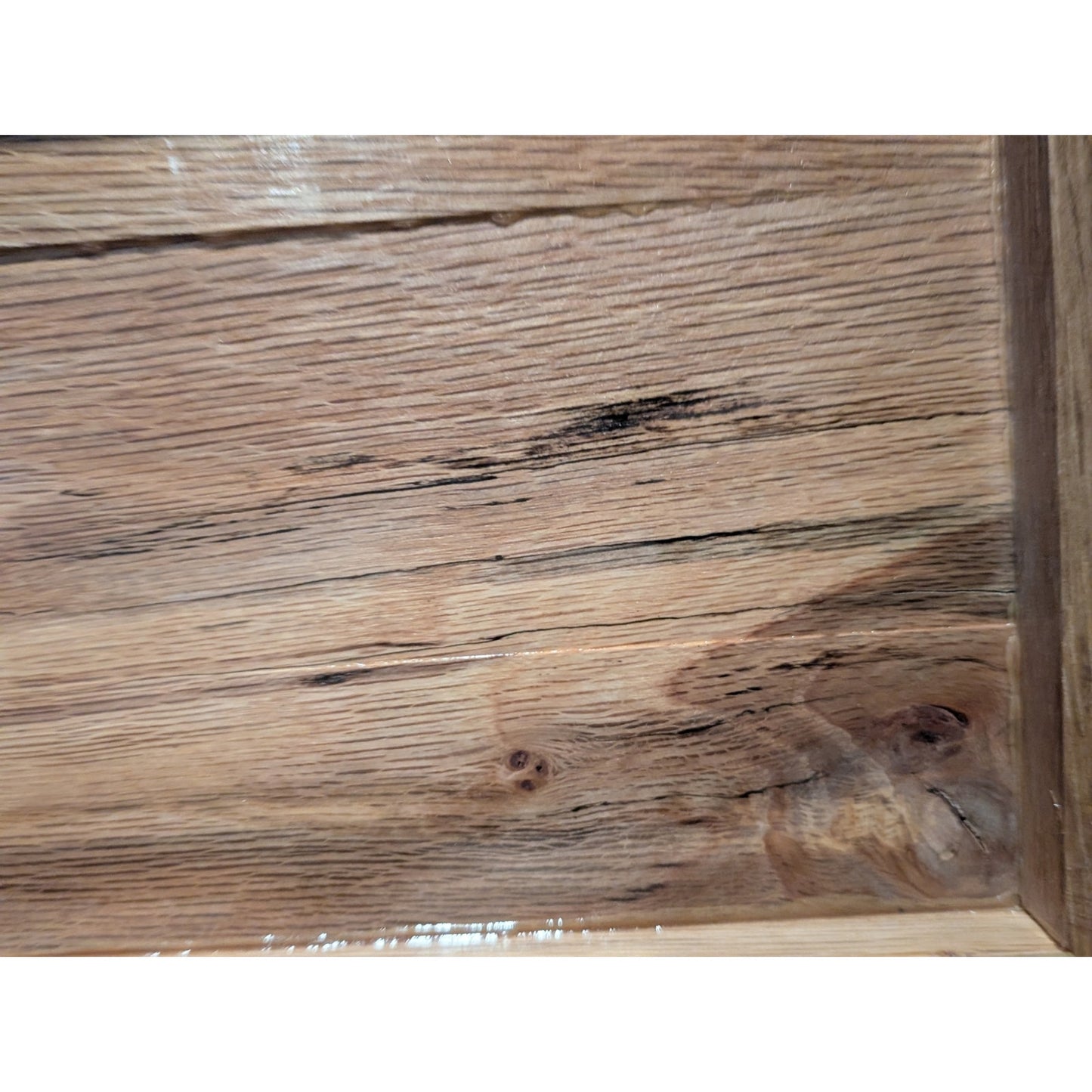 Hand Crafted Hinged Oak Box W/ Purple Heart Wood Handle Approximately 8" X 13.5"