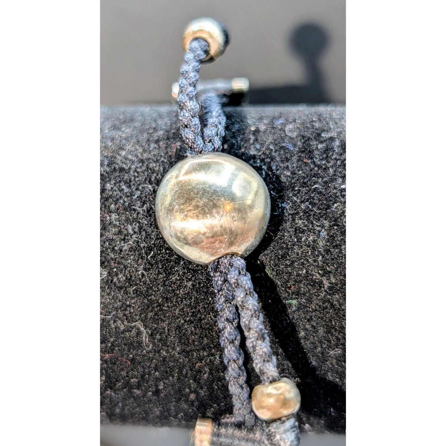 Authentic Links of London Unisex Black Sterling Adjustable Friendship Bracelet