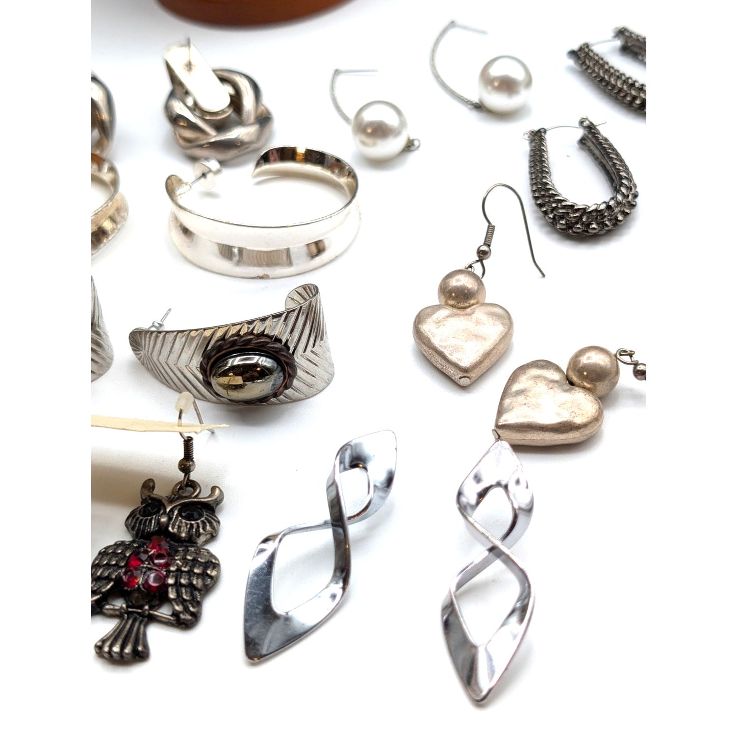 Lot of Ten Pair Silver Tone Pierced Earrings