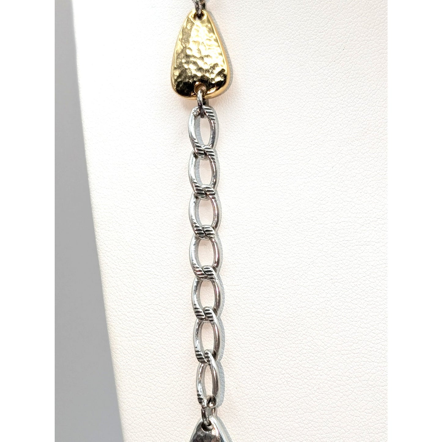 Brighton MELANGE XL Layering Two Tone Hammered Swirl Crystal Chain Necklace