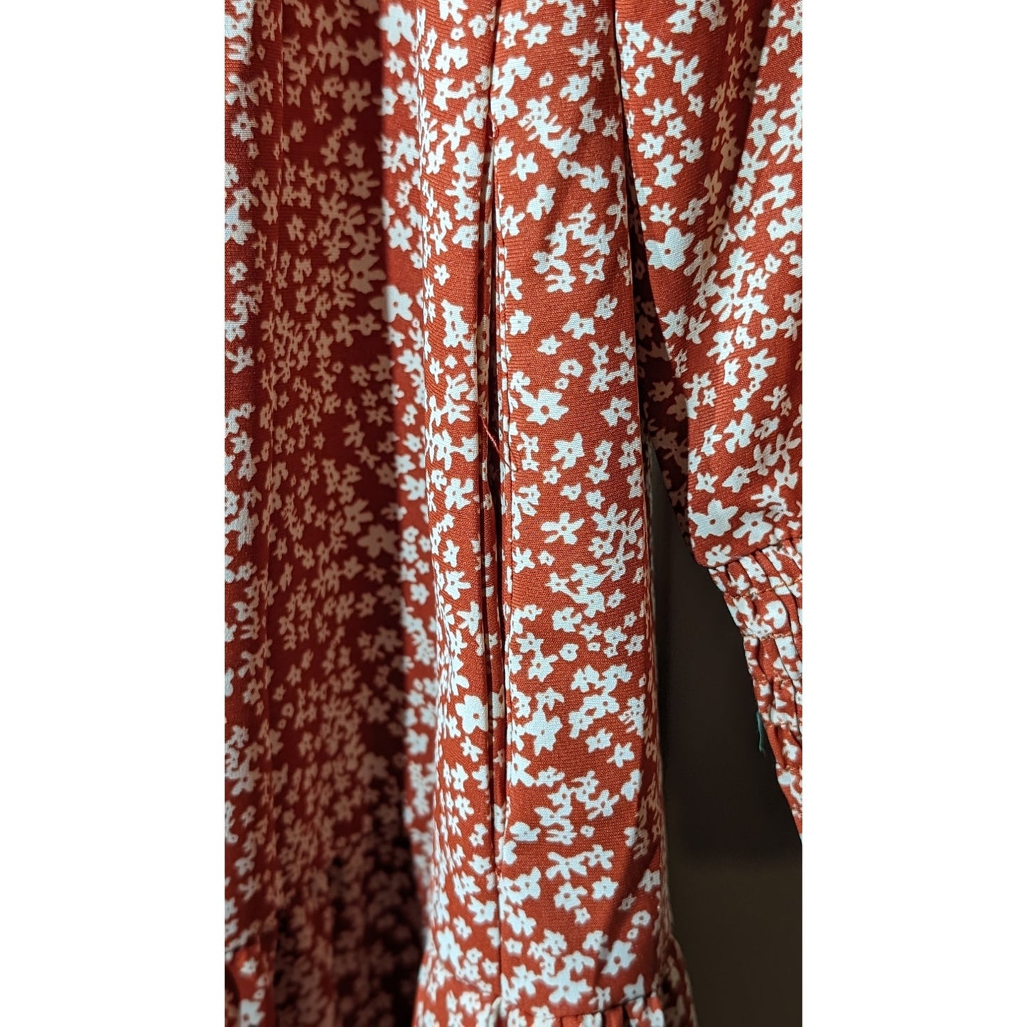 Ellakoko NWT Casual Long Sleeve Smocked Floral Modest Boho Tiered Dress Sz L
