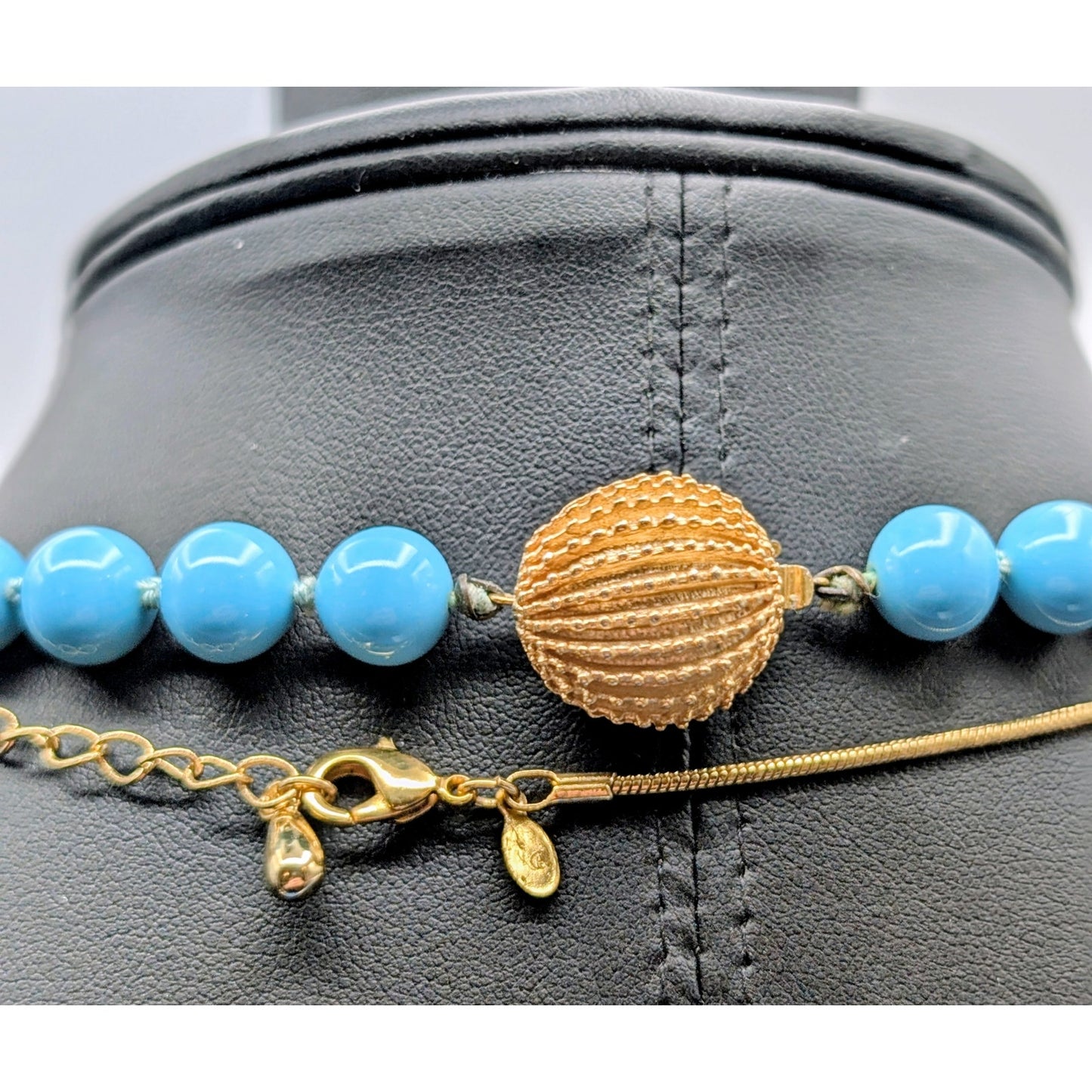 Three Piece Vintage to Modern Gold Tone & Turquoise Bead Jewelry Lot