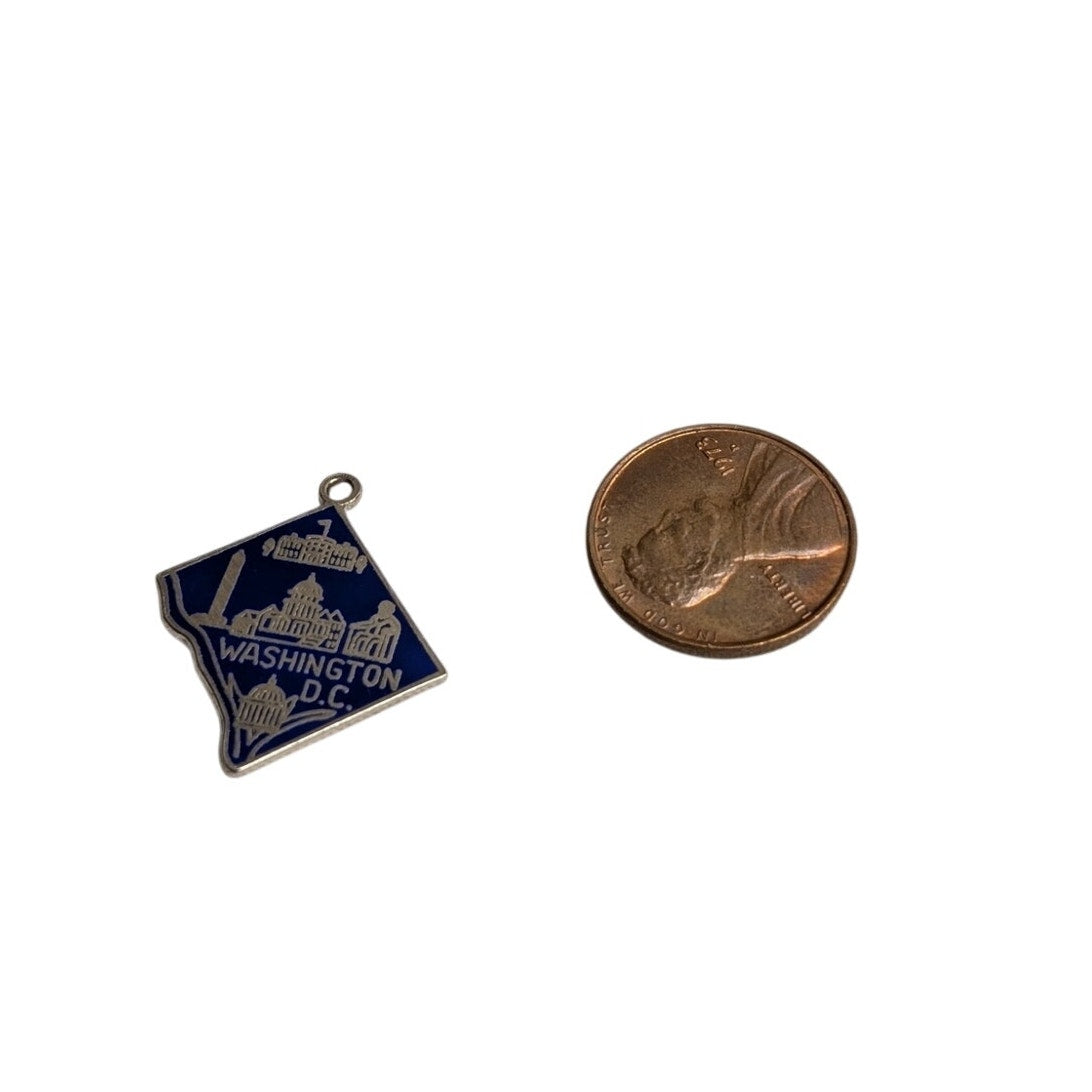 Vintage Sterling Silver Blue Enamel Washington DC Charm