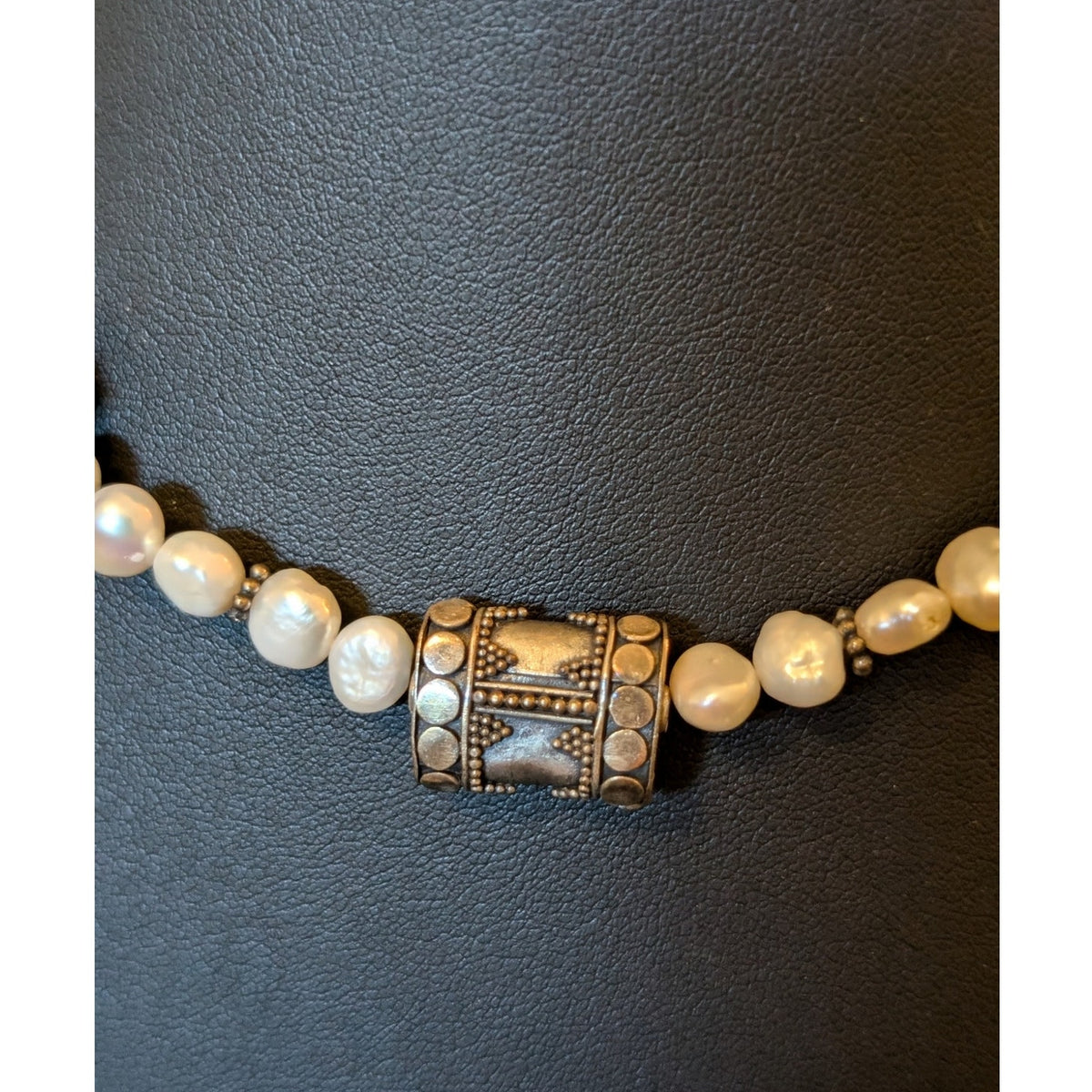 Freshwater Pearl Balinese Sterling Silver Toggle Clasp 16.5" Necklace