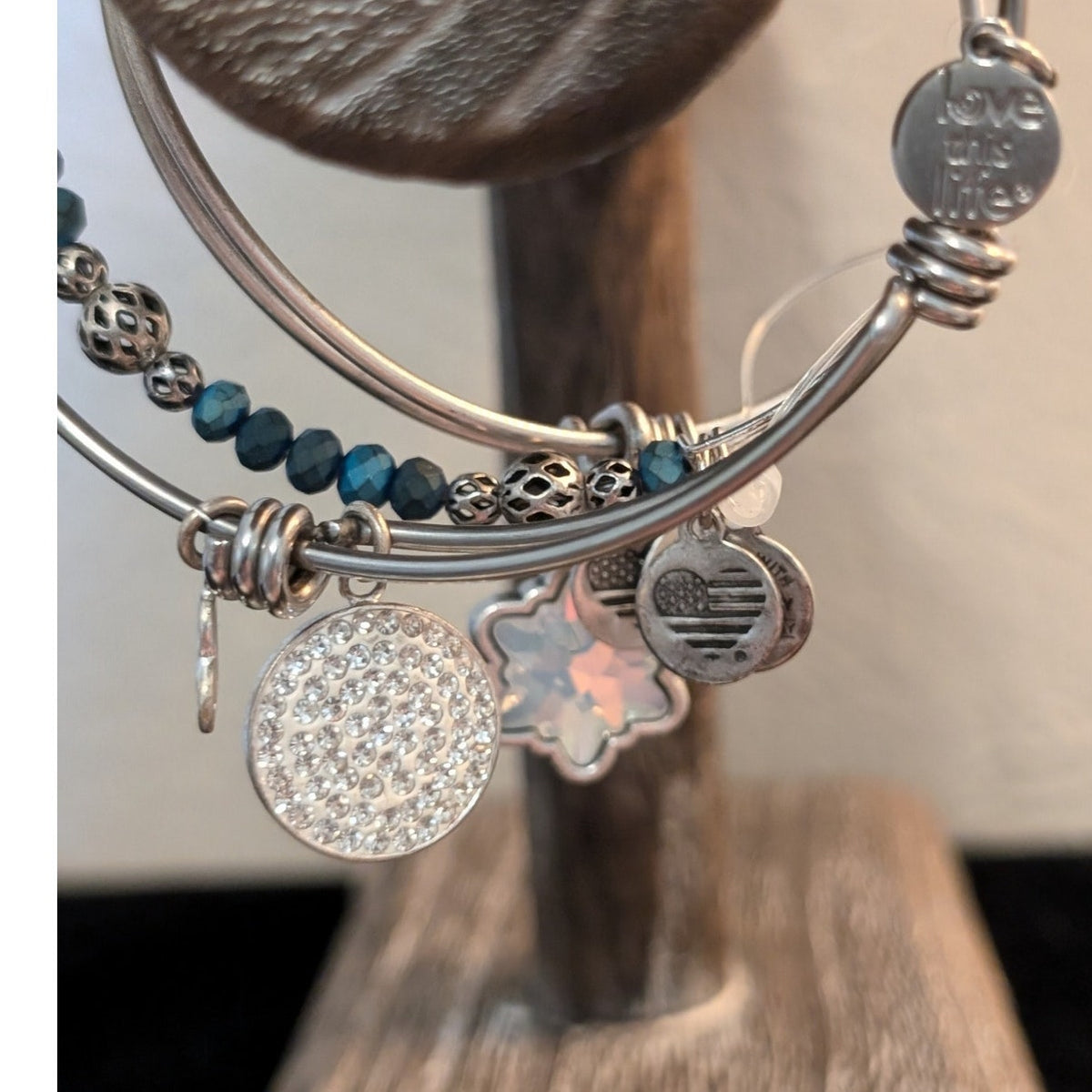 Two Alex & Ani Bracelets & One Love This Life Coordinating Bangle Bracelet