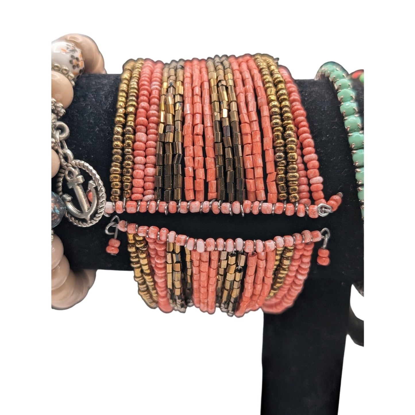 Lot of Nine Mint Coral Bracelets
