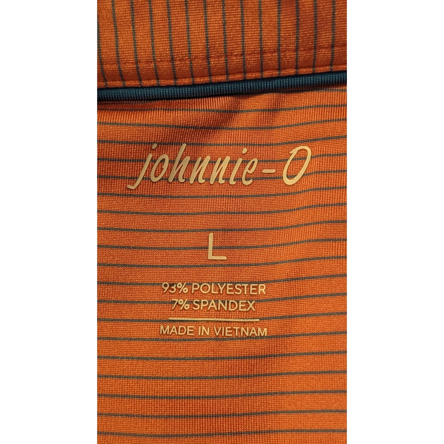 Johnnie-O Pink/Blue Striped Polo Golf Shirt Mens Size L
