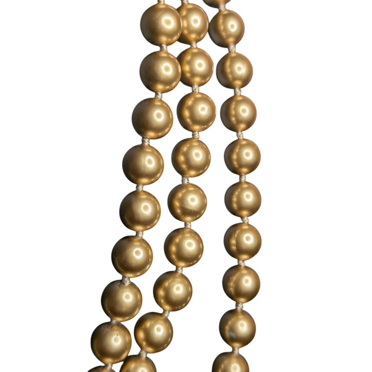 70" Single Strand Individually Knotted Gold Color 8mm Faux Pearl Bead Necklace