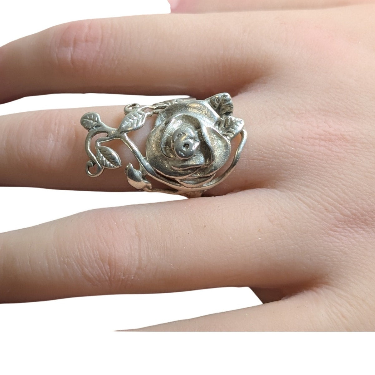 Vintage Vining Rose 925 Sterling Silver Ring Size 6.75