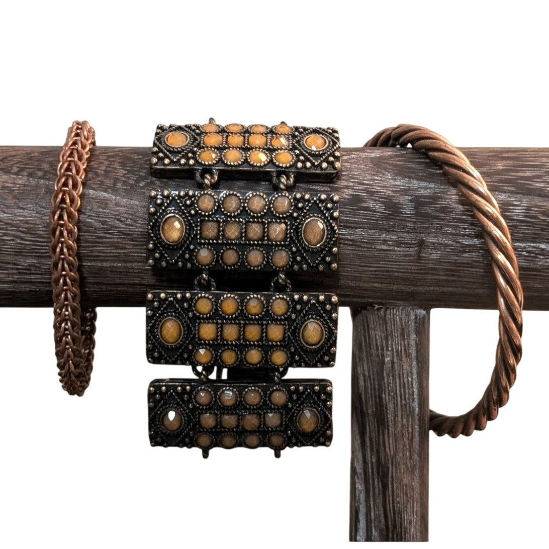 Lia Sophia Kiam Family by Lia Sophia Chunky Link Bronze Color Bracelet Plus Two