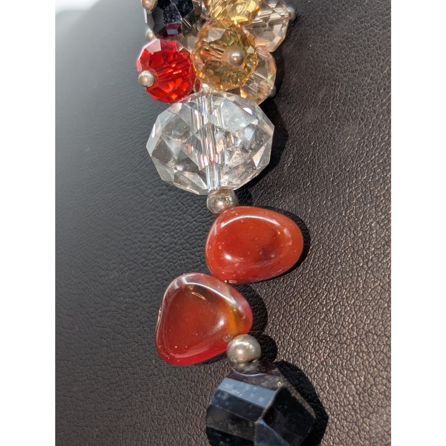 Multi Color & Shape Crystal Stone Silver Tone 21.5" Necklace