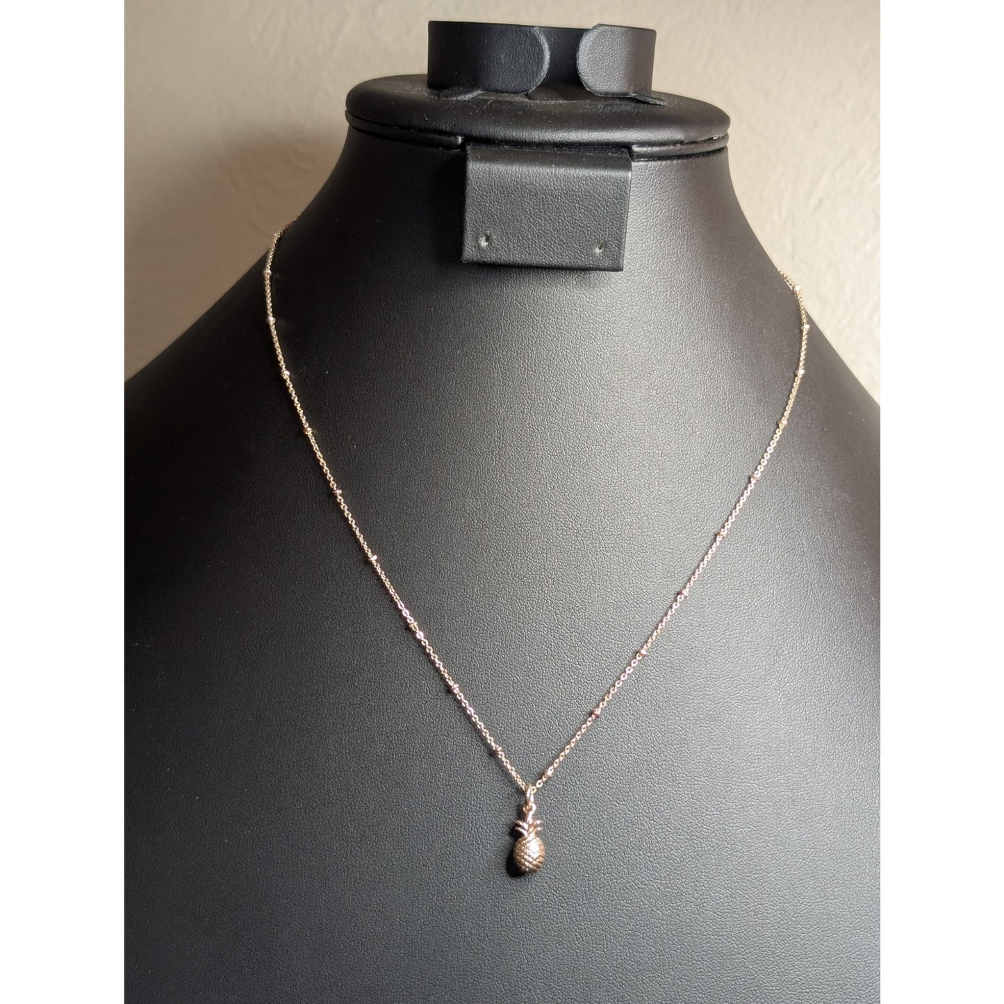 Lauren Conrad Rose Tone 16"-19" Beaded Chain Pineapple Pendant Necklace