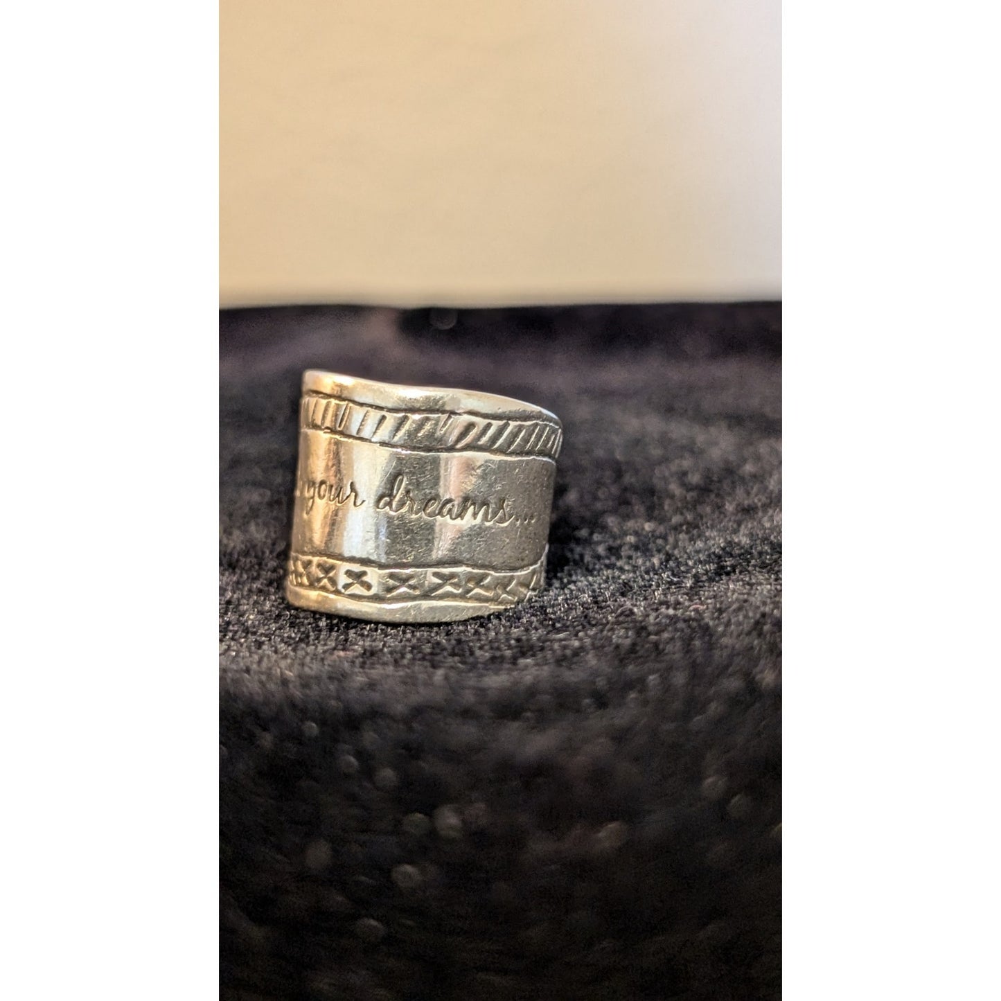 SILPADA 925 Sterling Silver Israel BE TRUE TO YOUR DREAMS Cigar Band Ring Sz 6.5