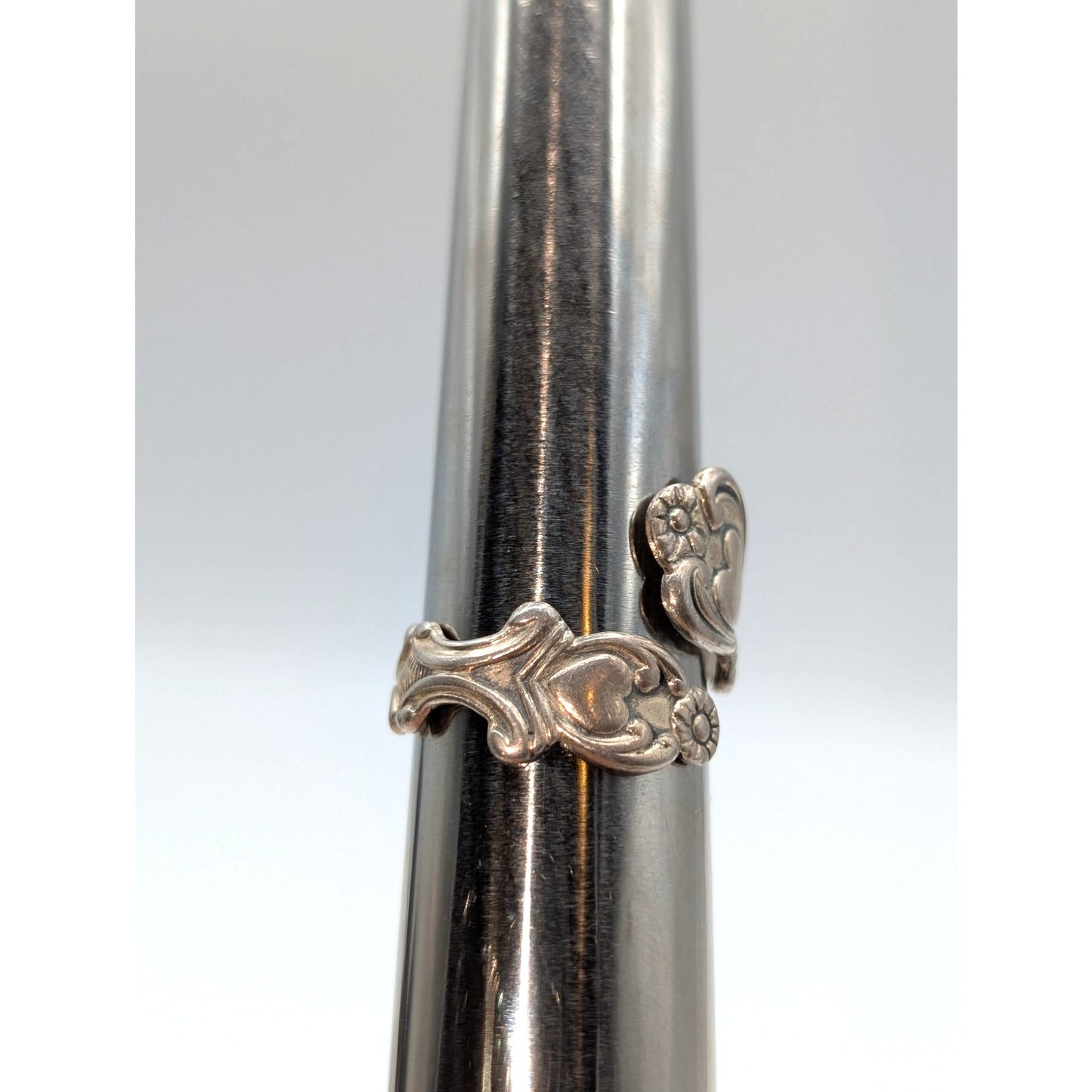 VTG Avon Sterling Silver Lovers Hearts Signed Collectible Adjustable Bypass Ring