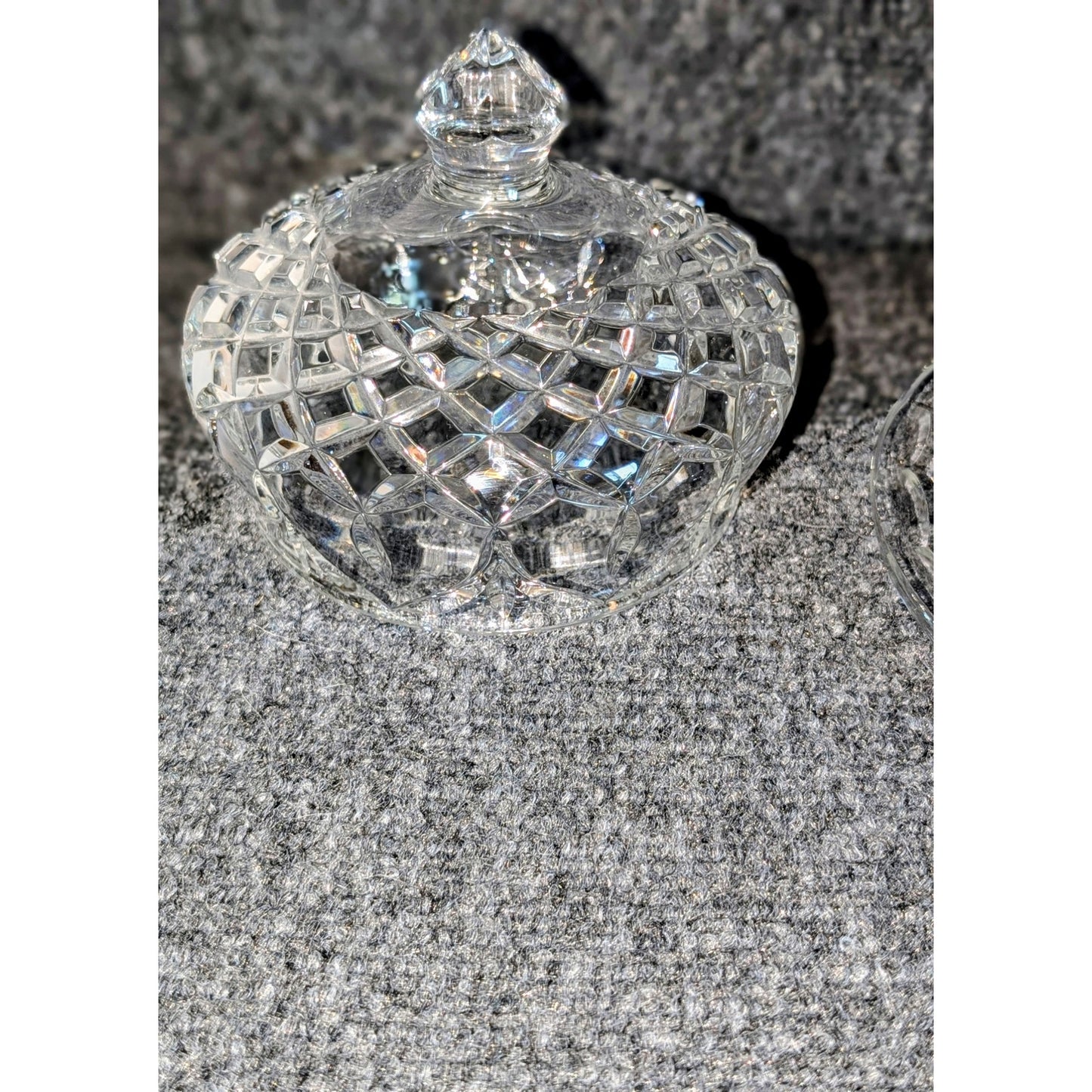Vintage Diamond Cut 24% Lead Crystal Domed Cheese Plate