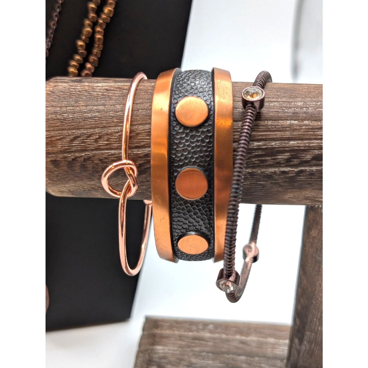 Seven Piece Copper Lot Four Necklaces & Three Bracelets