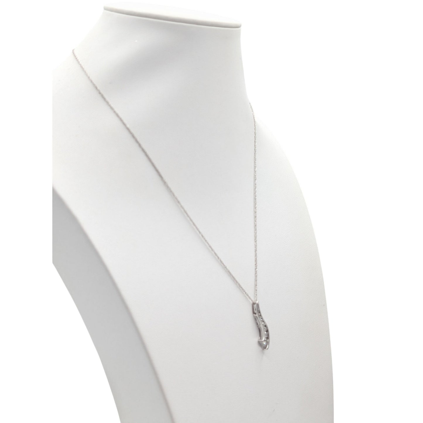 14K White Gold Diamond Journey Pendant 18" Necklace 2.46g